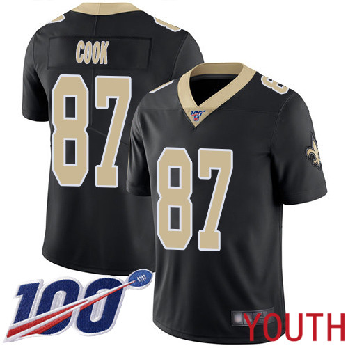 New Orleans Saints Limited Black Youth Jared Cook Home Jersey NFL Football #87 100th Season Vapor Untouchable Jersey->youth nfl jersey->Youth Jersey